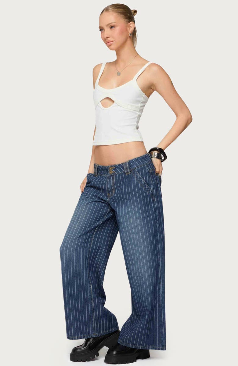 EDIKTED Cory Stripe Low Rise Wide Leg Jeans, Alternate, color, Blue