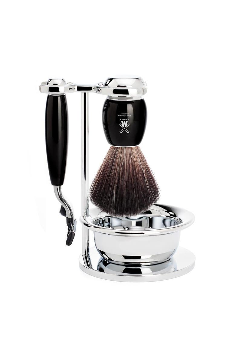 MÜHLE Vivo Black Resin 4-Piece Black Fiber & Mach-3 Shaving Set, Main, color, Black