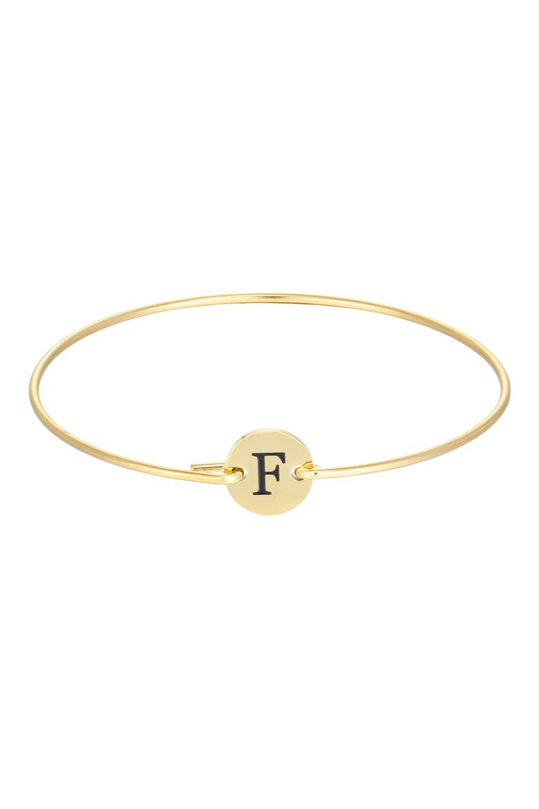Tarnish Resistant 18K Gold Plated Initial Bangle Bracelet, Main, color, GOLD-F