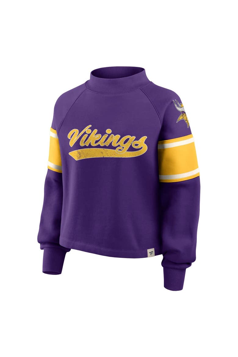 Women's Fanatics Purple Minnesota Vikings Oversized Hometown Toss Sweep Mock Neck Pullover, Alternate, color, Purple