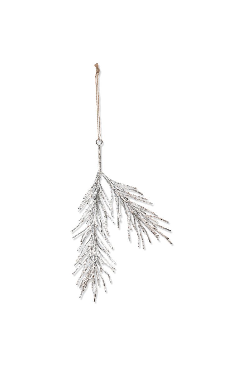 Handcrafted Gray Metal Sprig Decorative Sculpture for Holidays, Main, color, Gray