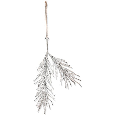 Handcrafted Gray Metal Sprig Decorative Sculpture for Holidays