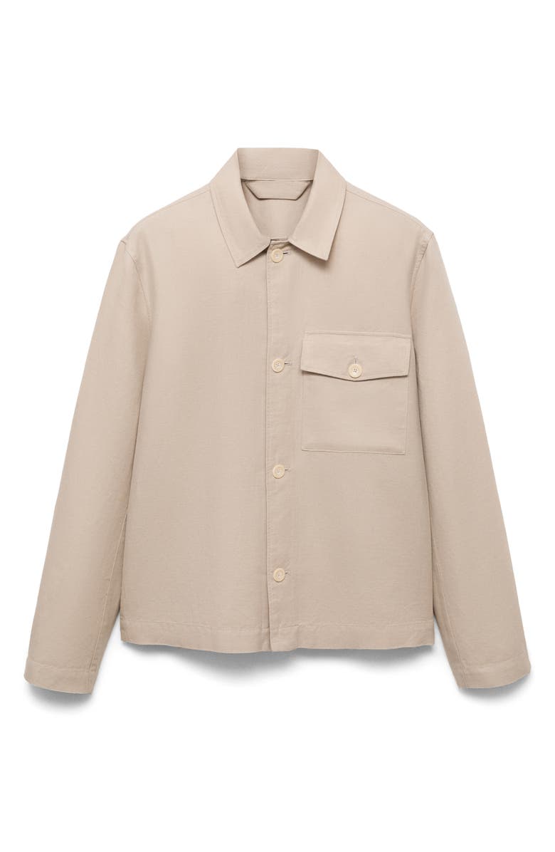 MANGO Straight Fit Linen & Cotton Overshirt, Alternate, color, Sand