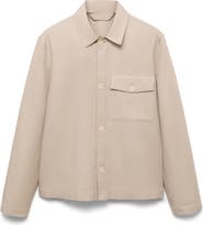 MANGO Straight Fit Linen & Cotton Overshirt