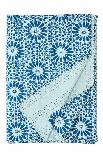 Flower Burst Kantha Cotton Coverlet