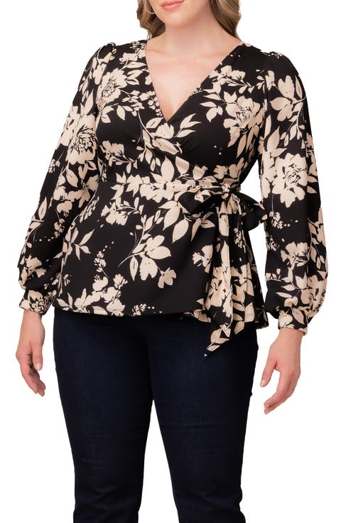 Natasha Print Wrap Top (Plus)