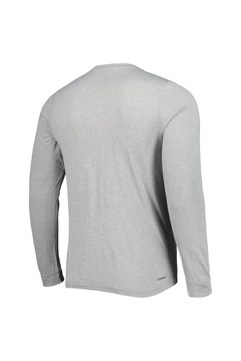 Men's adidas Heather Gray Kansas Jayhawks Alternate Uniform AEROREADY Long Sleeve T-Shirt, Alternate, color, Heather Gray