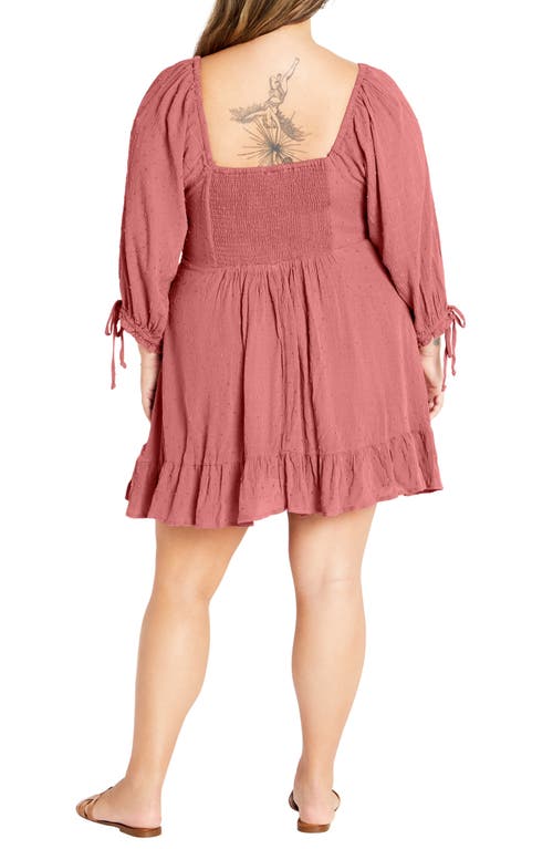 City Chic Arden Pleated Clip Dot Minidress In Pink