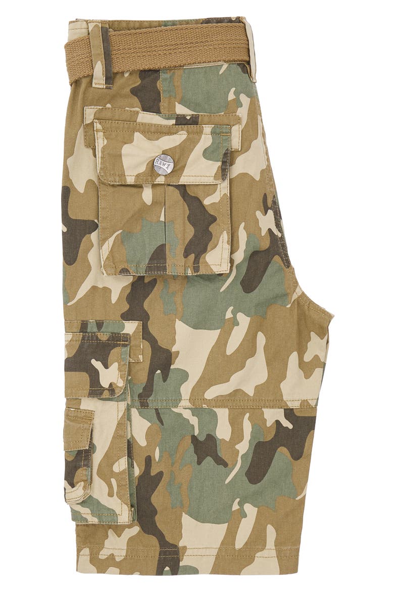 Kids' Belted Cotton Twill Cargo Shorts, Alternate, color, DESERT CAMO