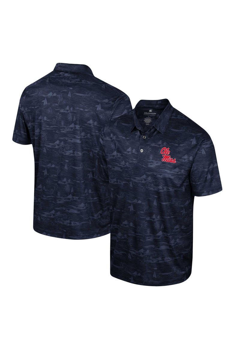 Men's Colosseum Navy Ole Miss Rebels Daly Print Polo, Alternate, color, Navy