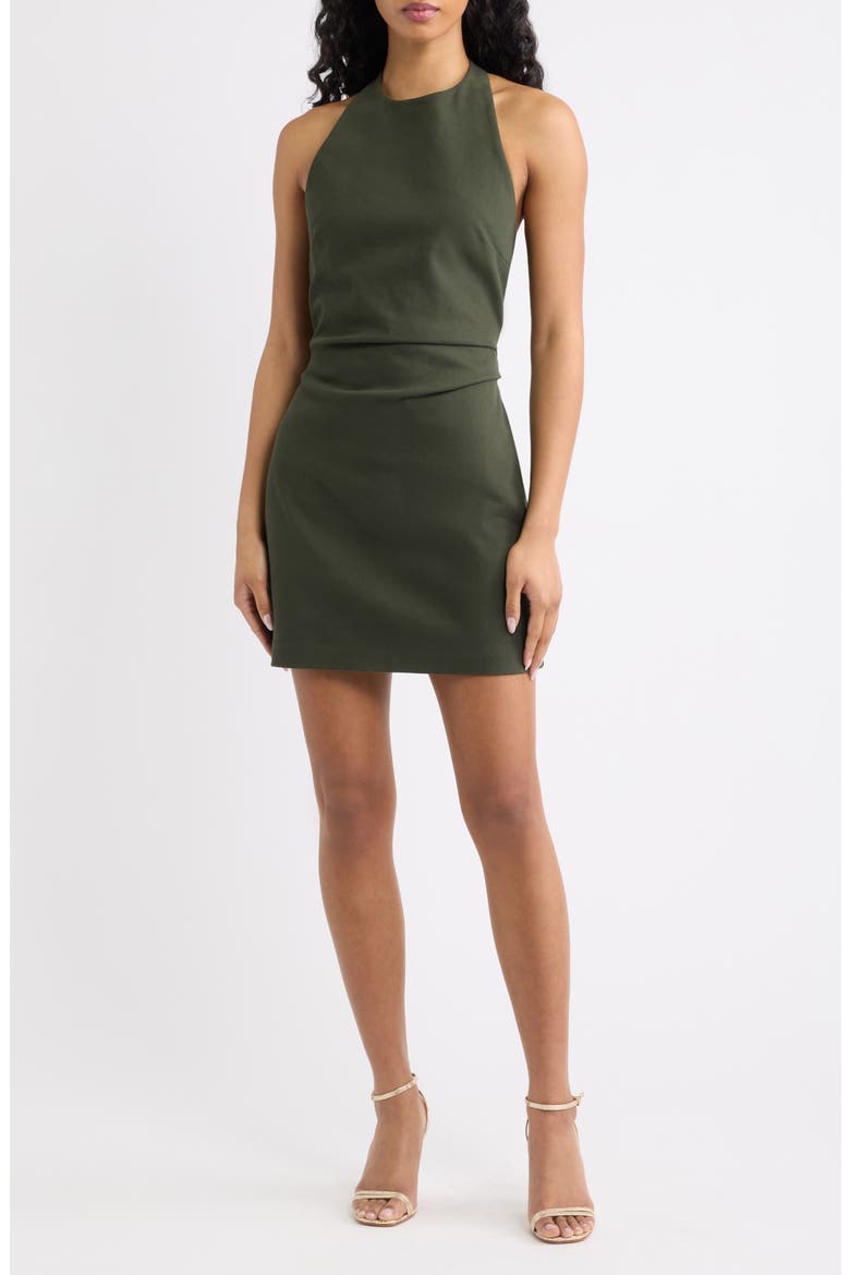 Lotus Tie Back Body-Con Halter Dress, Main, color, GREEN