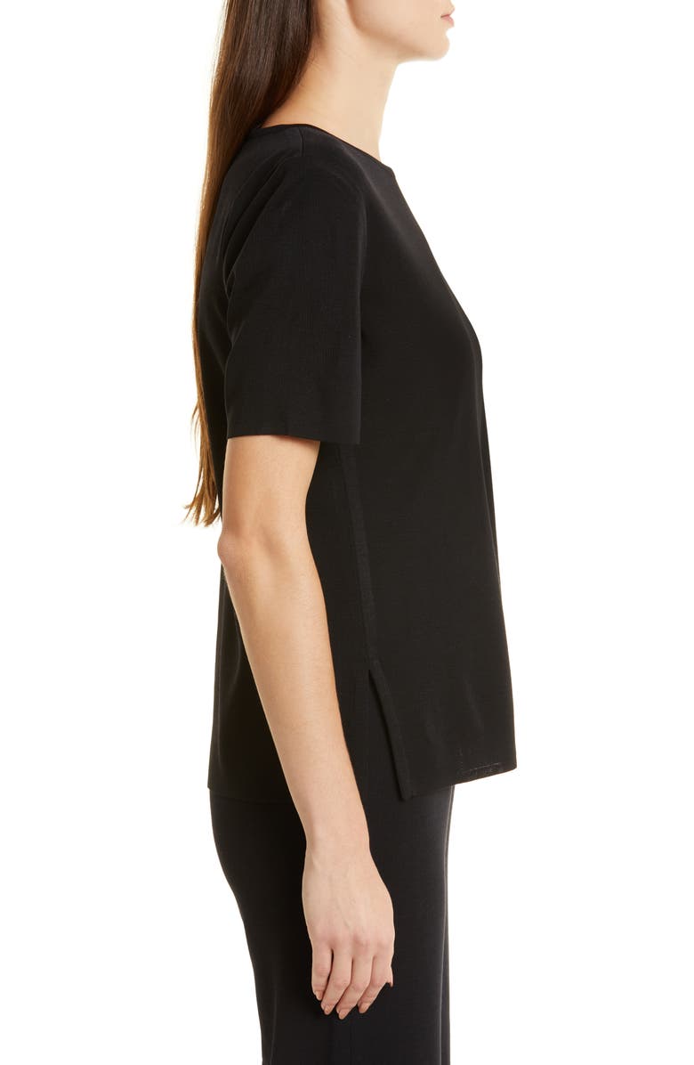 Misook Short Sleeve Knit Tunic Top, Alternate, color, Black