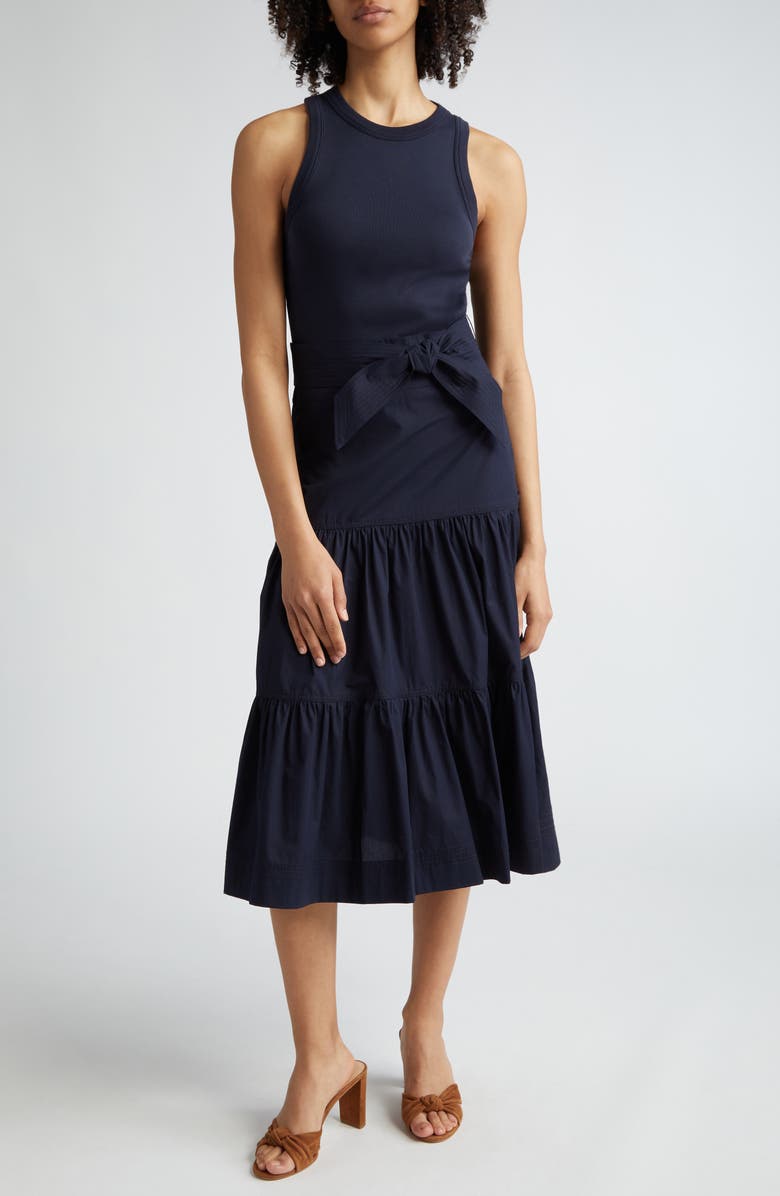 Veronica Beard Austyn Belted Sleeveless Dress, Main, color, 