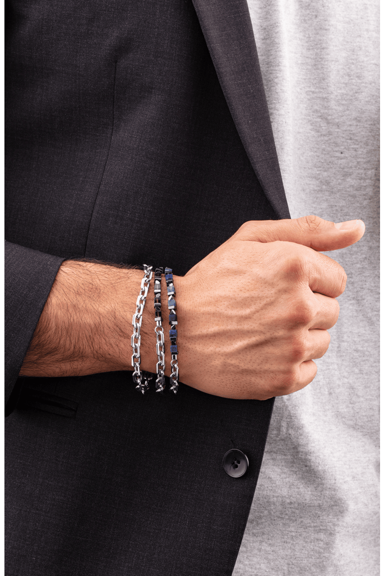 Bracelet Precious Fusion Link Chain Blue-Silver, Alternate, color, Silver