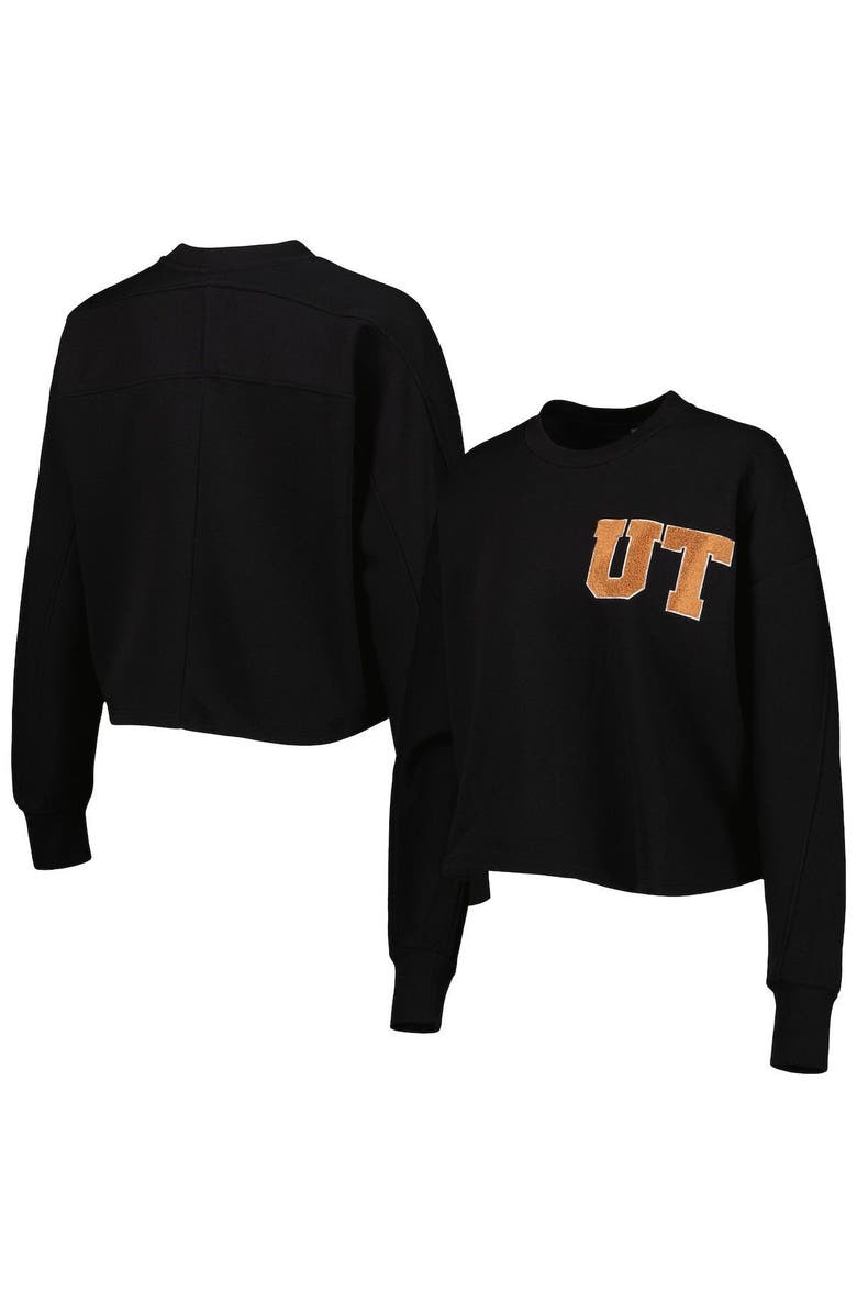 GAMEDAY COUTURE Women's Gameday Couture Black Texas Longhorns Back To Reality Colorblock Pullover Sweatshirt, Main, color, 