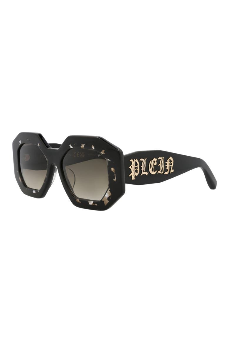 55mm Geometric Sunglasses, Alternate, color, BLACK BLACK GREEN
