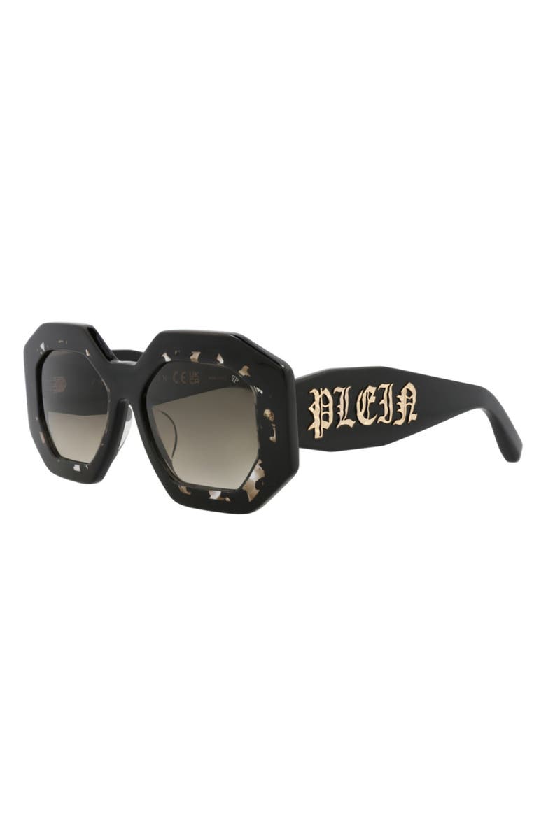 PHILIPP PLEIN 55mm Geometric Sunglasses, Alternate, color, Black Black Green