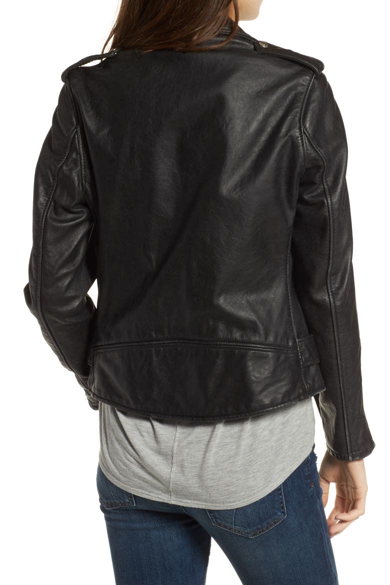 Boyfriend Leather Jacket, Alternate, color, BLACK