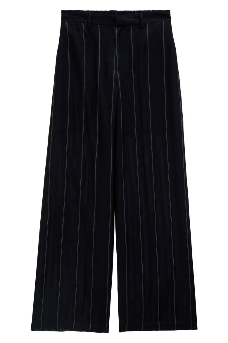 Anna Pinstripe Semisheer Wide Leg Cotton & Silk Pants, Alternate, color, DAY TO NIGHT