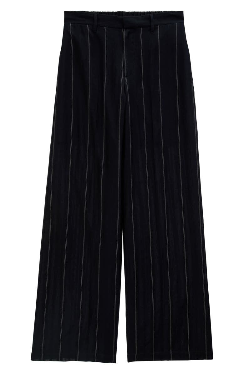 AG Anna Pinstripe Semisheer Wide Leg Cotton & Silk Pants, Alternate, color, Day To Night