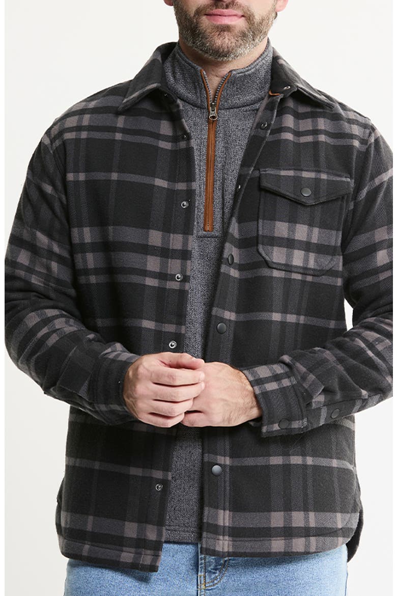 Doubleface Fleece Shirt Jacket, Main, color, CHARCOAL SHADOW PLAID