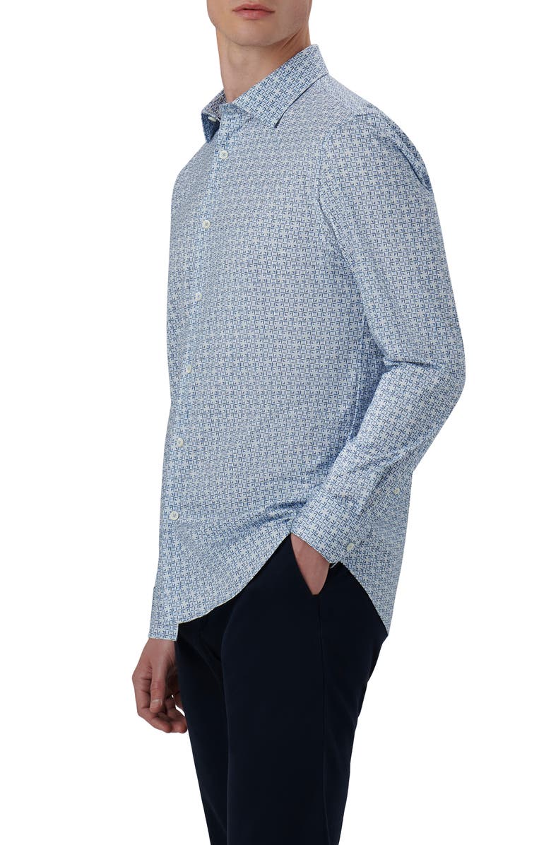 Bugatchi James OoohCotton<sup
®</sup
 Geometric Print Button-Up Shirt, Alternate, color, Air Blue