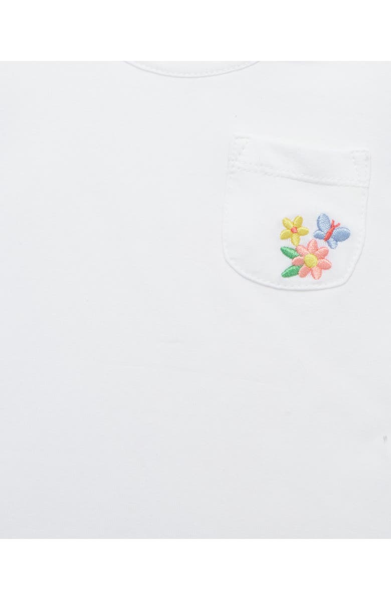 Little Me Embroidered Flutter Sleeve Top & Ruffle Chambray Skort Set, Alternate, color, Blue