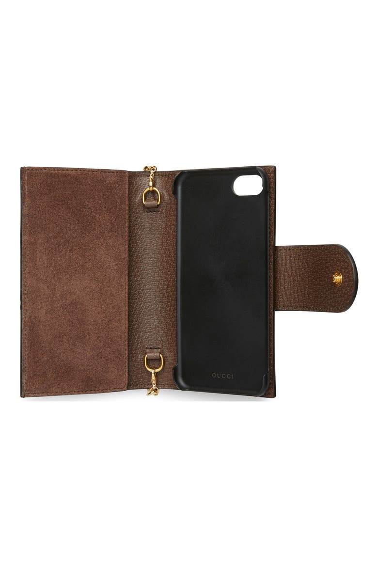 Ophidia GG Supreme Canvas iPhone 7/8 Case, Alternate, color, BEIGE EBONY/ ACERO/ VERT RED