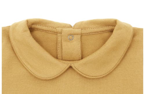 Vild House Of Little Ls Organic Cotton Collared Bodysuit In Clever Camel