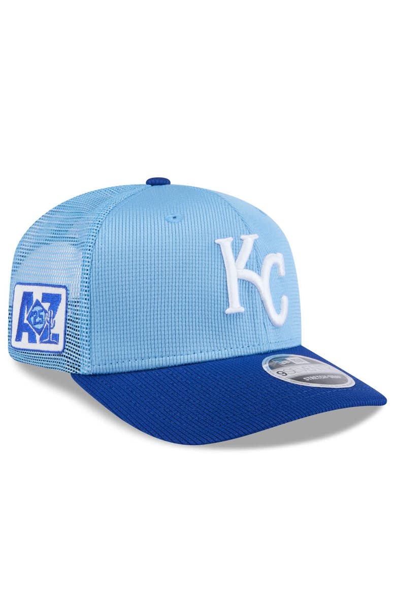 New Era Men's New Era  Light Blue/Royal Kansas City Royals 2025 Spring Training 9SEVENTY Stretch-Snap Trucker Hat, Alternate, color, 