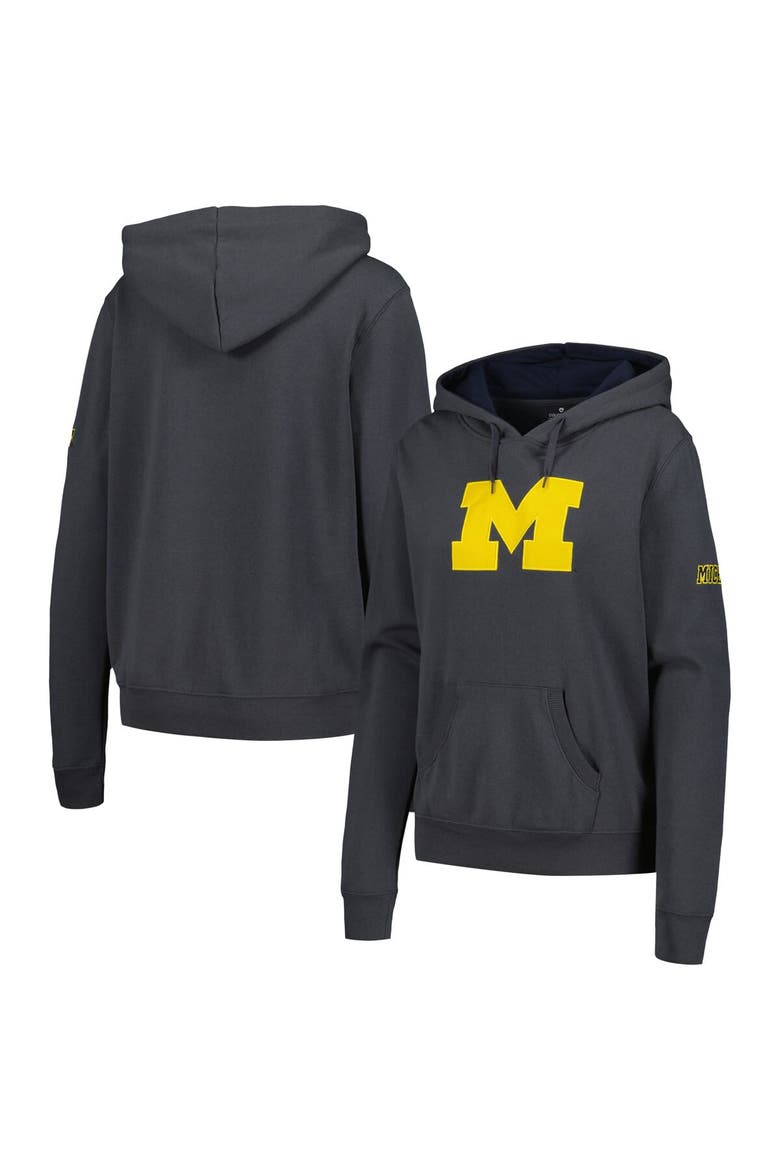 Women's Charcoal Michigan Wolverines Team Big Logo Pullover Hoodie, Main, color, Charcoal
