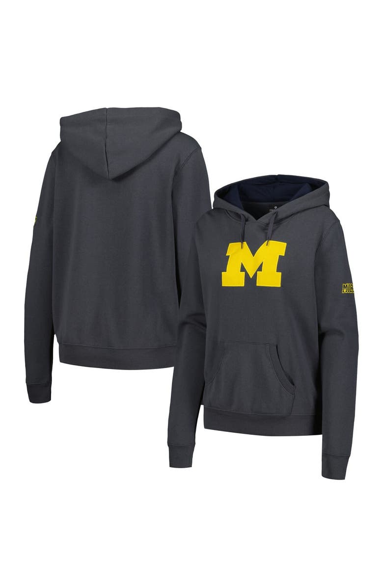 STADIUM ATHLETIC Women's Charcoal Michigan Wolverines Team Big Logo Pullover Hoodie, Main, color, Charcoal