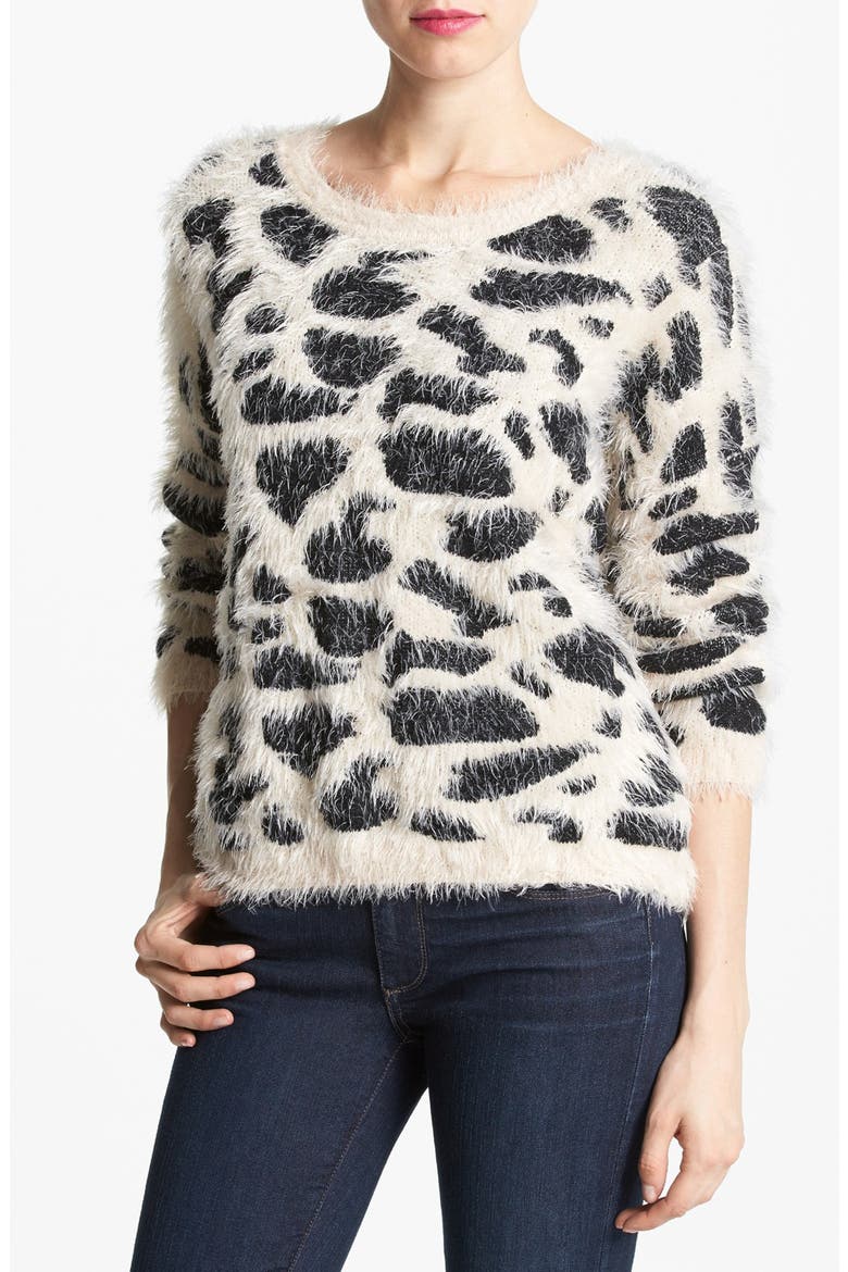 Animal Pattern Sweater, Main, color, BEIGE
