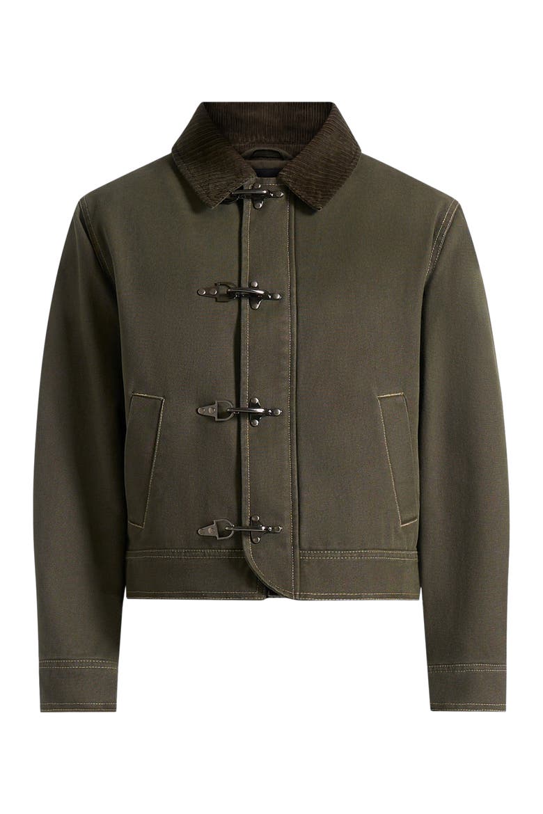 Nino Clasp Detail Contrast Stitch Gabardine Jacket, Alternate, color, Dark Green