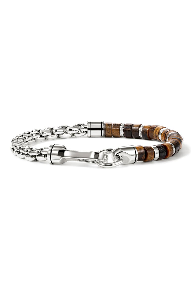 Men's Heishi Sterling Silver Bracelet, Main, color, TIGER EYE