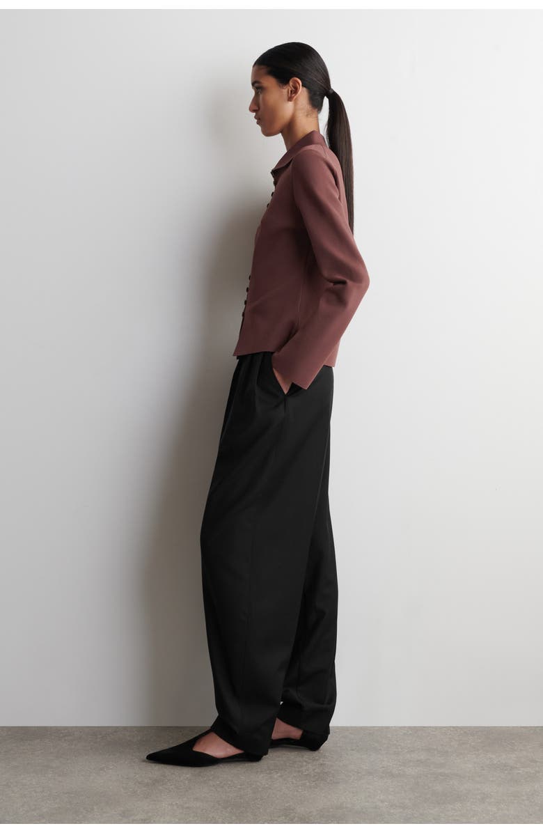 COS Waisted Milano-Knit Cardigan, Alternate, color, Rust Brown