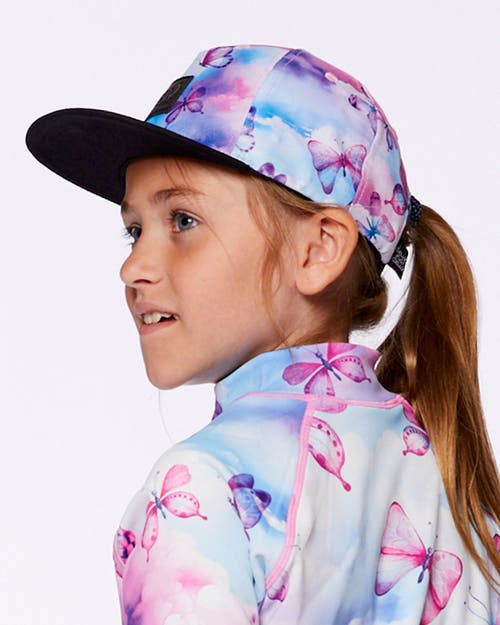 DEUX PAR DEUX DEUX PAR DEUX GIRL'S PRINTED CAP BUTTERFLIES ON MULTICOLORED AND BLACK BACKGROUND