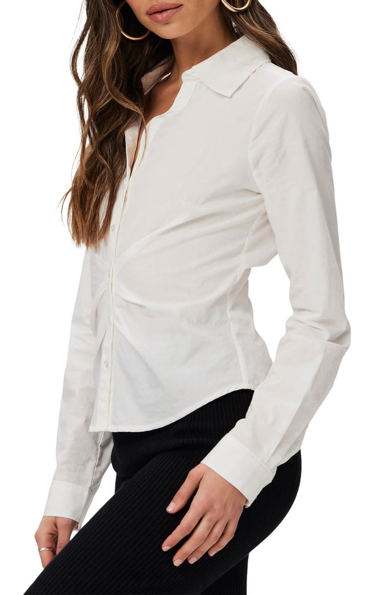 PAIGE Alera Pleated Cotton Button-Up Shirt, Alternate, color,