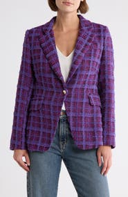 AREA STARS Ana Plaid Tweed Blazer