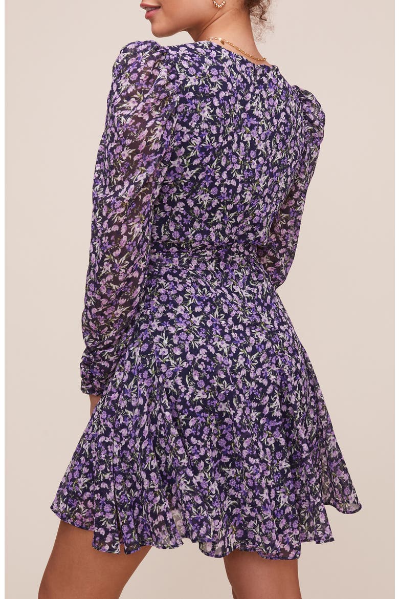 Desiree Floral Long Sleeve Minidress, Alternate, color, NAVY PURPLE MULTI FLORAL