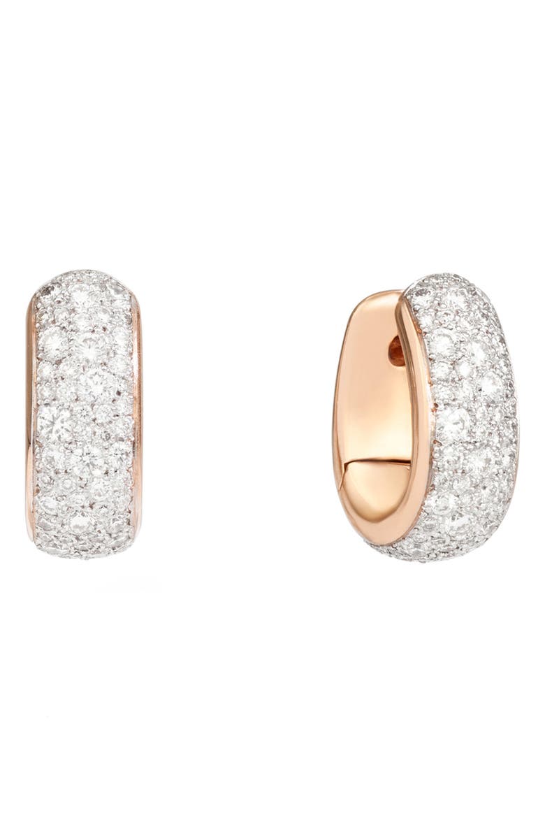 Pomellato Iconica Bold Diamond Hoop Earrings, Main, color, Rose Gold