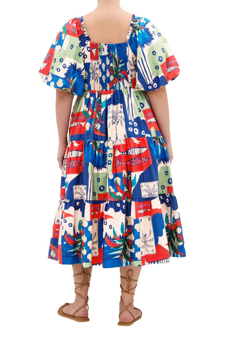Fantasy Print Flared Midi Dress, Alternate, color, MARINE SCAPE