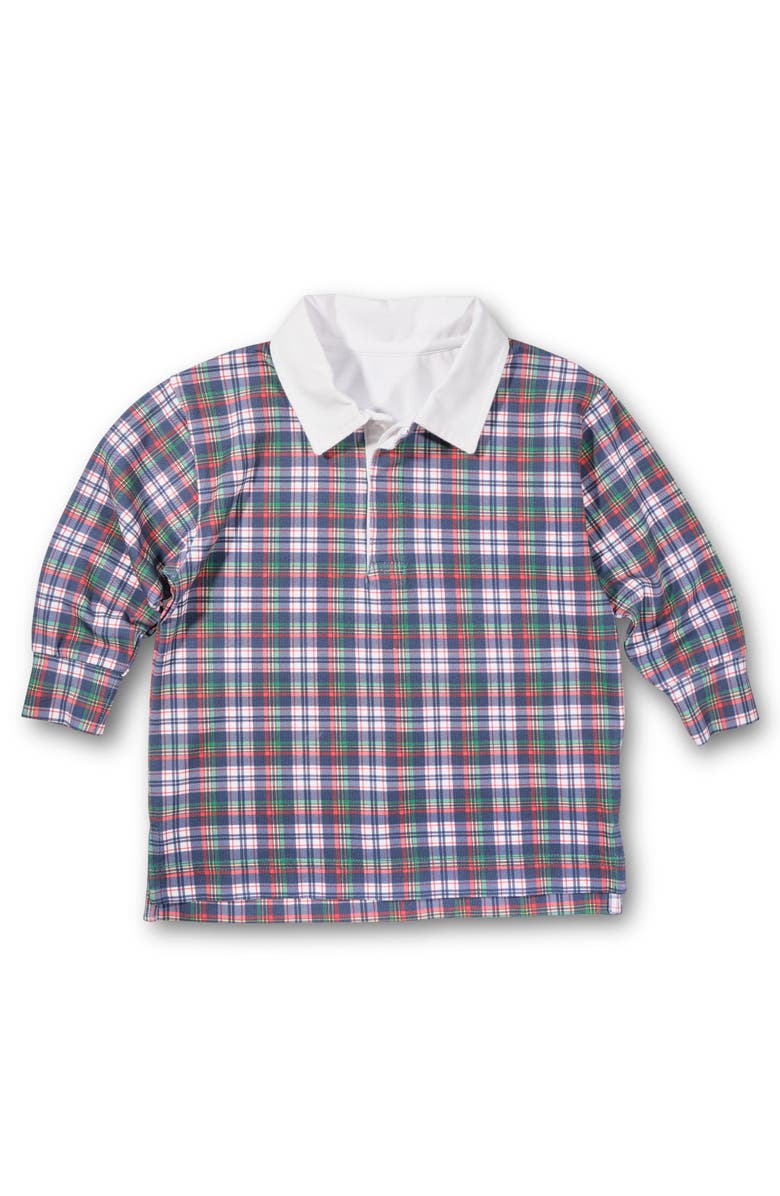 Florence Eiseman Plaid Knit Long Sleeve Polo, Main, color, Multicolor Plaid