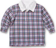 Florence Eiseman Plaid Knit Long Sleeve Polo