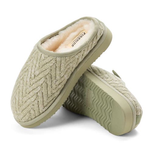 Dearfoams Fireside Greta Genuine Shearling Knit Clog Slipper In Green