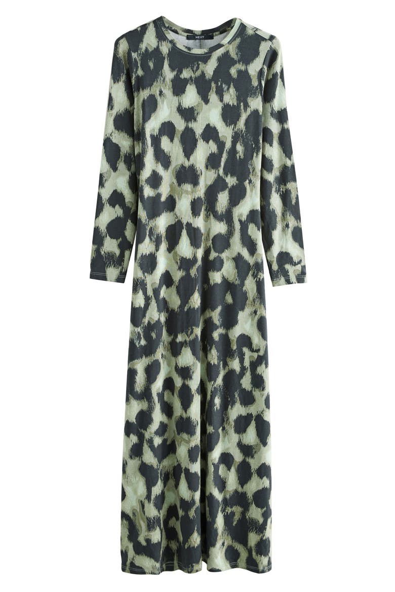 Animal Print Jersey Maxi Dress, Main, color, KHAKI GREEN