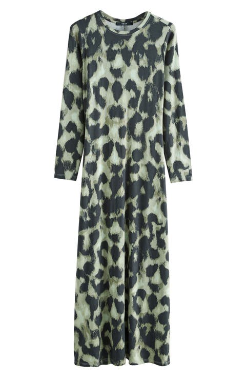 Animal Print Jersey Maxi Dress