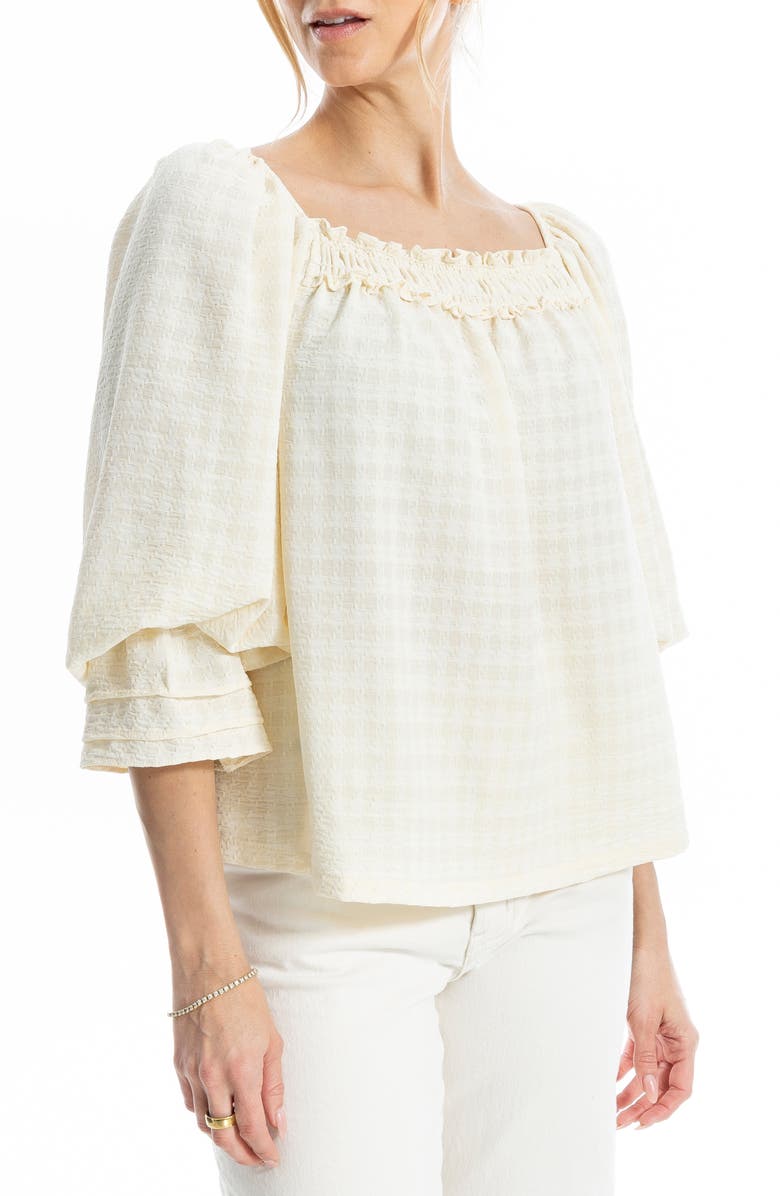 MAX STUDIO Square Neck Three-Quarter Sleeve Top, Main, color, Eggshell