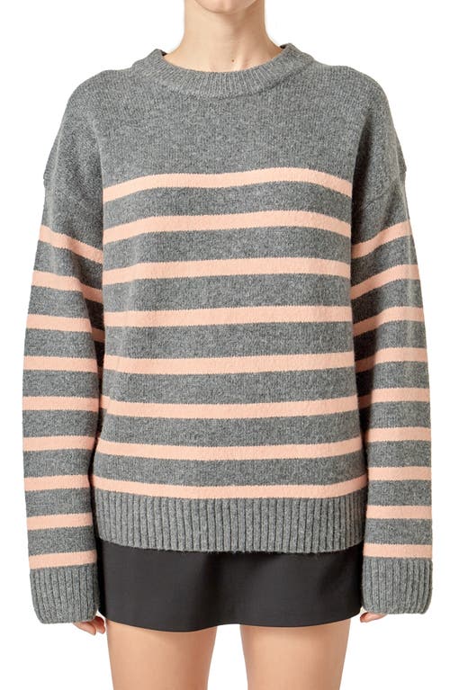 English Factory Stripe Crewneck Sweater In Gray
