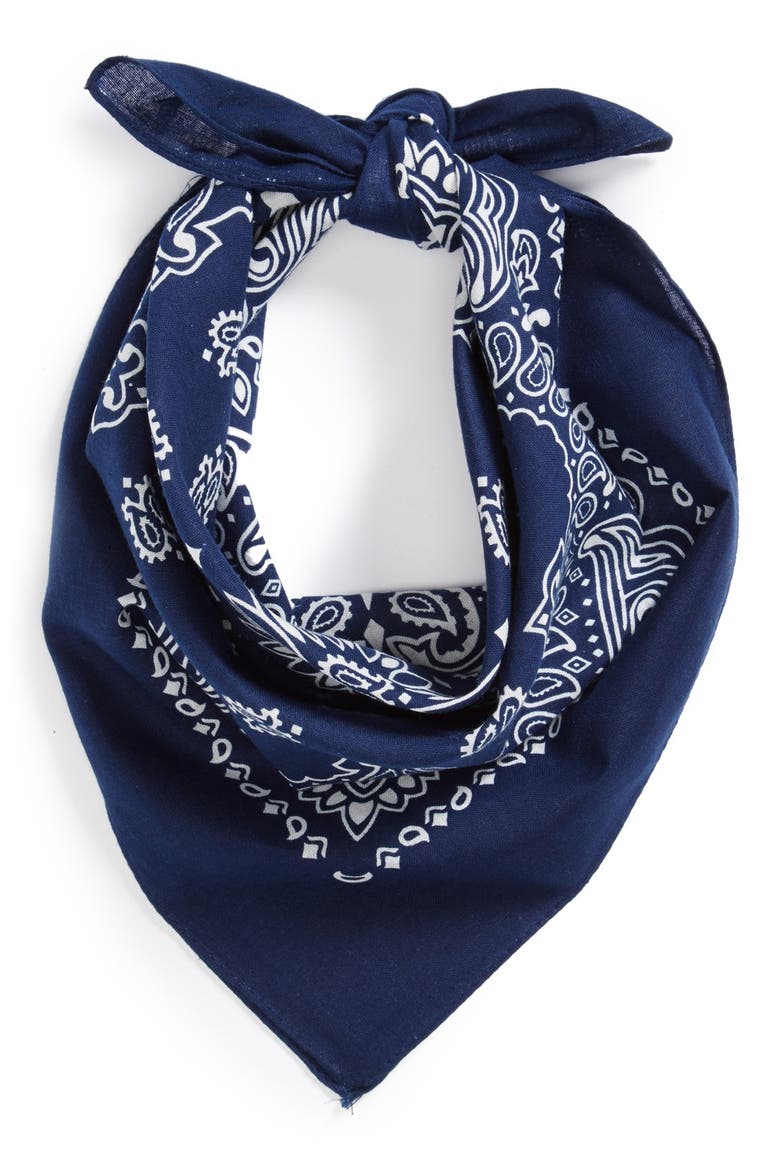 Paisley Print Bandana, Main, color, NAVY BLUE